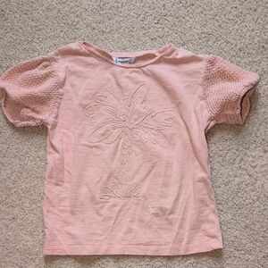 Kids Mayoral Light Pink Tshirt with Embroidered Palm N Crochet Sleeves Size 6yrs
